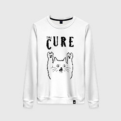 Свитшот хлопковый женский The Cure - rock cat, цвет: белый