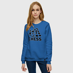 Свитшот хлопковый женский Chess game, цвет: синий — фото 2