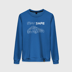 Свитшот хлопковый женский Stay safe white, цвет: синий