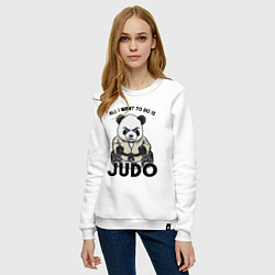 Свитшот хлопковый женский Дзюдо панда, цвет: белый — фото 2