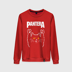 Свитшот хлопковый женский Pantera rock cat, цвет: красный