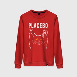 Свитшот хлопковый женский Placebo rock cat, цвет: красный