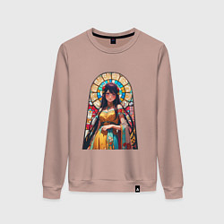 Свитшот хлопковый женский Ай хоширо - витраж, цвет: пыльно-розовый