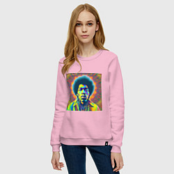 Свитшот хлопковый женский Jimi Hendrix Magic Glitch Art, цвет: светло-розовый — фото 2