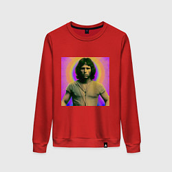 Свитшот хлопковый женский Jim Morrison Galo Glitch Art, цвет: красный