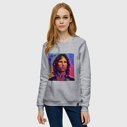 Свитшот хлопковый женский Jim Morrison Strange colors Art, цвет: меланж — фото 2