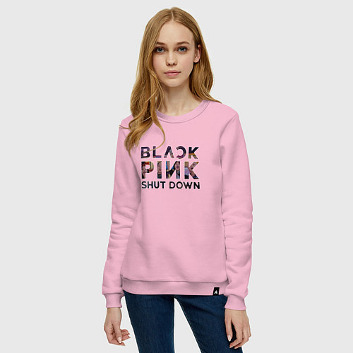 Женский свитшот Blackpink logo Jisoo Lisa Rose Jennie / Светло-розовый – фото 3