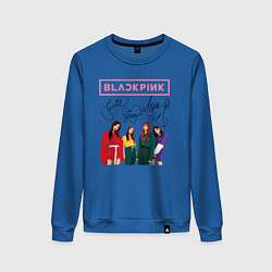 Свитшот хлопковый женский Blackpink Lisa Jisoo Jennie Rose, цвет: синий