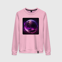 Свитшот хлопковый женский Абстрактная планета, цвет: светло-розовый