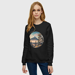 Свитшот хлопковый женский Природа Японии и Дальнего Востока, цвет: черный — фото 2