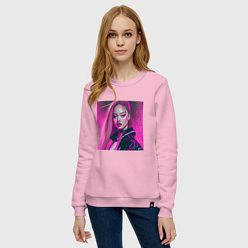 Женский свитшот Blackpink Lisa аниме рисунок / Светло-розовый – фото 3