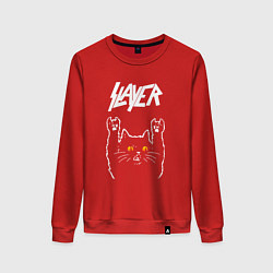 Свитшот хлопковый женский Slayer rock cat, цвет: красный