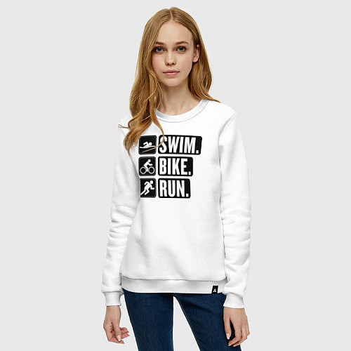 Женский свитшот Swim bike run / Белый – фото 3