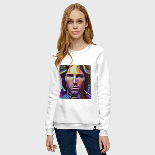 Женский свитшот Jim Morrison neon portrait art / Белый – фото 3