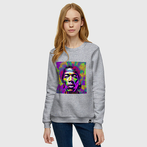 Женский свитшот Jimi Hendrix in color Glitch Art / Меланж – фото 3