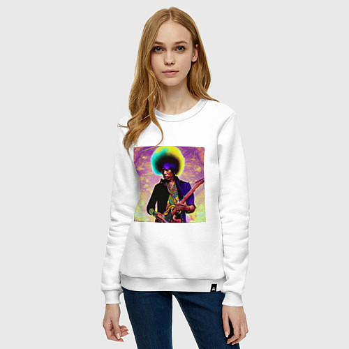 Женский свитшот Jimi Hendrix Rock Idol Art / Белый – фото 3