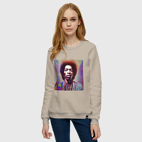 Женский свитшот Jimi Hendrix digital glitch art / Миндальный – фото 3