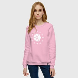 Свитшот хлопковый женский Logo EXO, цвет: светло-розовый — фото 2