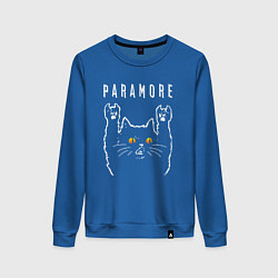 Свитшот хлопковый женский Paramore rock cat, цвет: синий