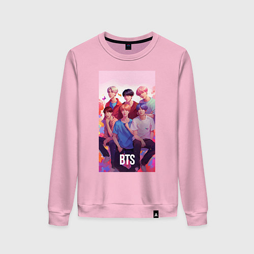 Женский свитшот BTS art anime style / Светло-розовый – фото 1