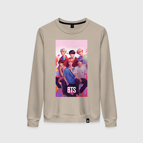 Женский свитшот BTS art anime style / Миндальный – фото 1