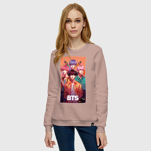 Женский свитшот BTS kpop anime / Пыльно-розовый – фото 3