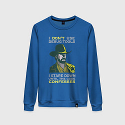 Свитшот хлопковый женский Чак Норрис среди программистов, цвет: синий