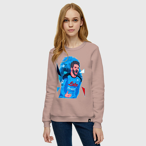 Женский свитшот Хвича Кварацхелия Наполи Кварадона / Пыльно-розовый – фото 3