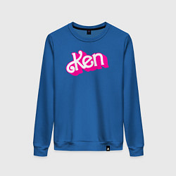 Свитшот хлопковый женский Логотип розовый Кен, цвет: синий