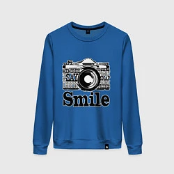 Свитшот хлопковый женский Smile camera, цвет: синий