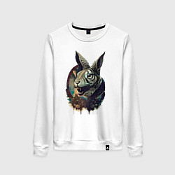 Свитшот хлопковый женский Свирепый зайчара - нейросеть, цвет: белый