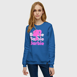 Свитшот хлопковый женский Логотип Барби объемный, цвет: синий — фото 2