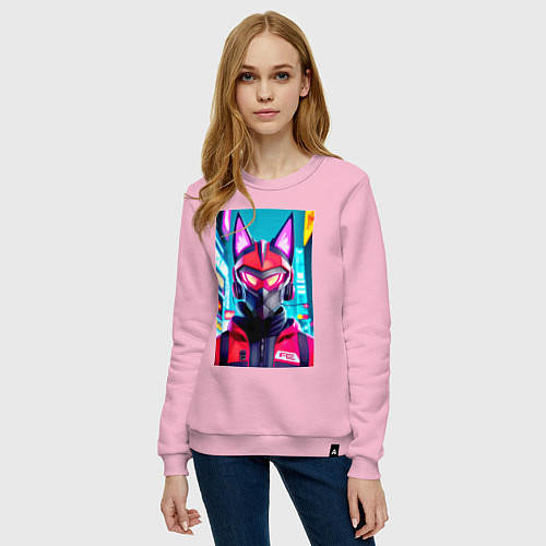 Женский свитшот Cyber fox - neural network / Светло-розовый – фото 3