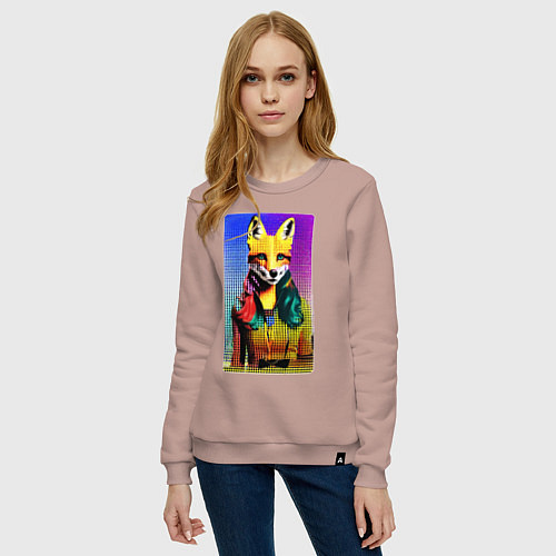 Женский свитшот Fox girl - fashionista - pop art / Пыльно-розовый – фото 3