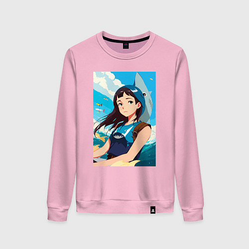 Женский свитшот Девочка и океан / Светло-розовый – фото 1