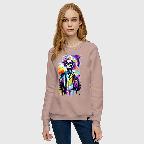 Женский свитшот Cool skeleton - pop art - neural network / Пыльно-розовый – фото 3