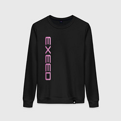 Свитшот хлопковый женский Exeed pink logo, цвет: черный