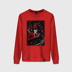 Свитшот хлопковый женский Хеллсинг Алукард и монстр, цвет: красный