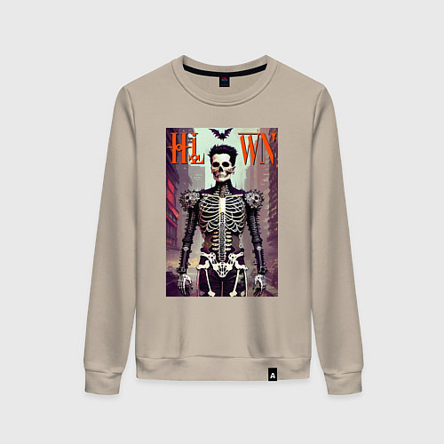 Женский свитшот Skeleton fashionista - art - poster / Миндальный – фото 1