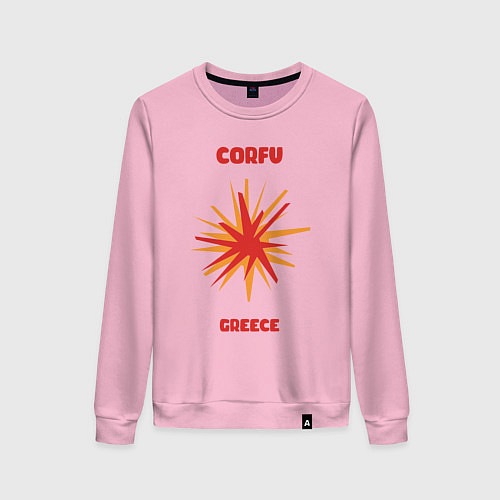 Женский свитшот Корфу - Греция / Светло-розовый – фото 1
