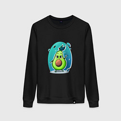 Свитшот хлопковый женский Cute avocado, цвет: черный