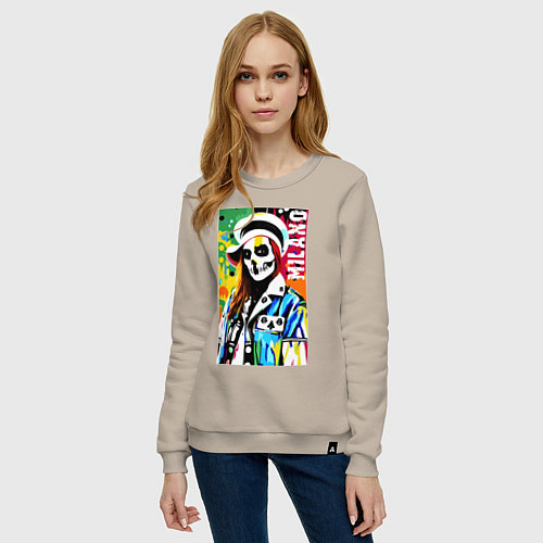 Женский свитшот Skeleton fashionista - Milano - pop art / Миндальный – фото 3