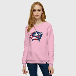 Свитшот хлопковый женский Columbus blue jackets - hockey team - emblem, цвет: светло-розовый — фото 2