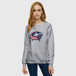 Свитшот хлопковый женский Columbus blue jackets - hockey team - emblem, цвет: меланж — фото 2