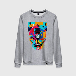 Свитшот хлопковый женский Funny skull - pop art, цвет: меланж