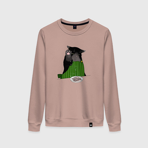 Женский свитшот Кот повар / Пыльно-розовый – фото 1