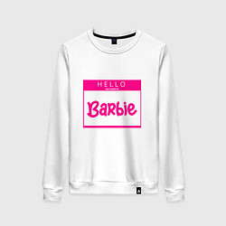 Свитшот хлопковый женский Hello my name is Barbie, цвет: белый