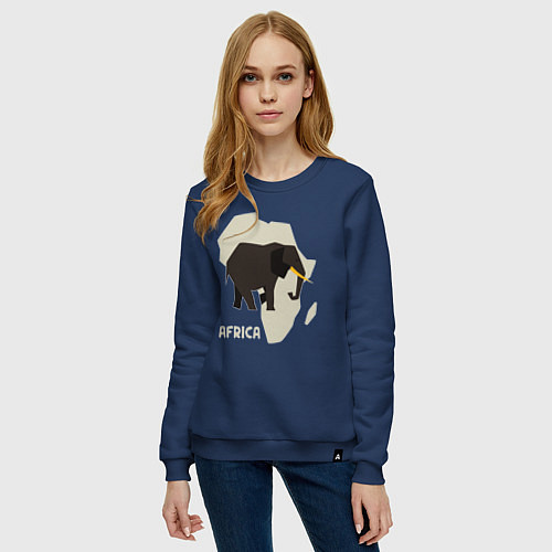 Женский свитшот Слон из Африки / Тёмно-синий – фото 3