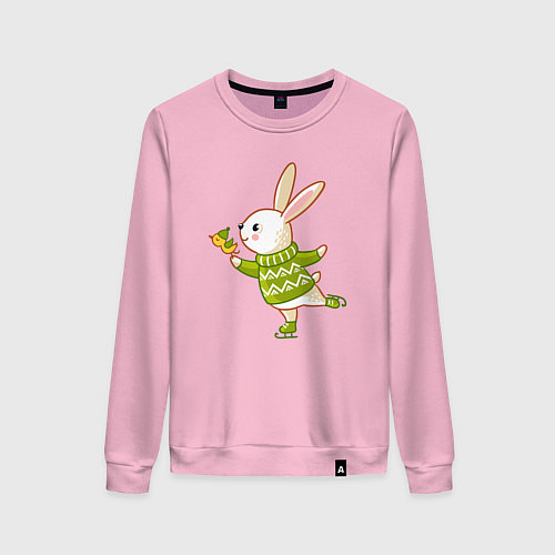 Женский свитшот Кролик на катке / Светло-розовый – фото 1