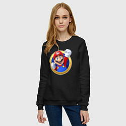 Свитшот хлопковый женский Марио значок, цвет: черный — фото 2